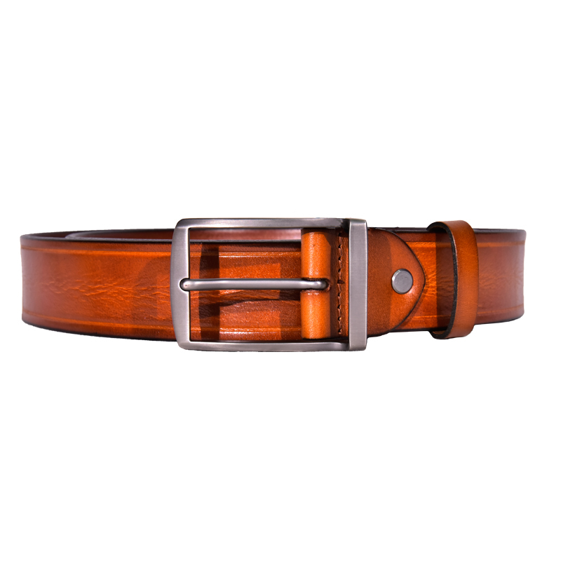 Authentic Natural Leather 3.5cm Brown Belt Full Grain Leather Belt for Apparel & Accessories