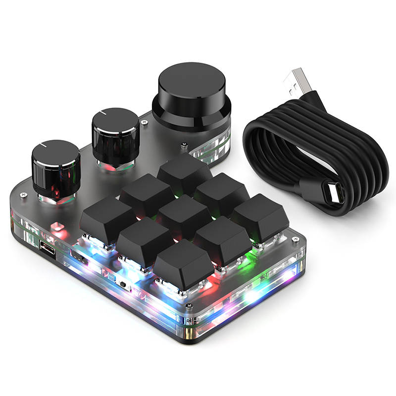 Программирование макросъемки на заказ 9 клавиш 3 ручки BT клавиатура RGB копия паста Мини-кнопка игровая клавиатура Механическая Горячая замены макропад