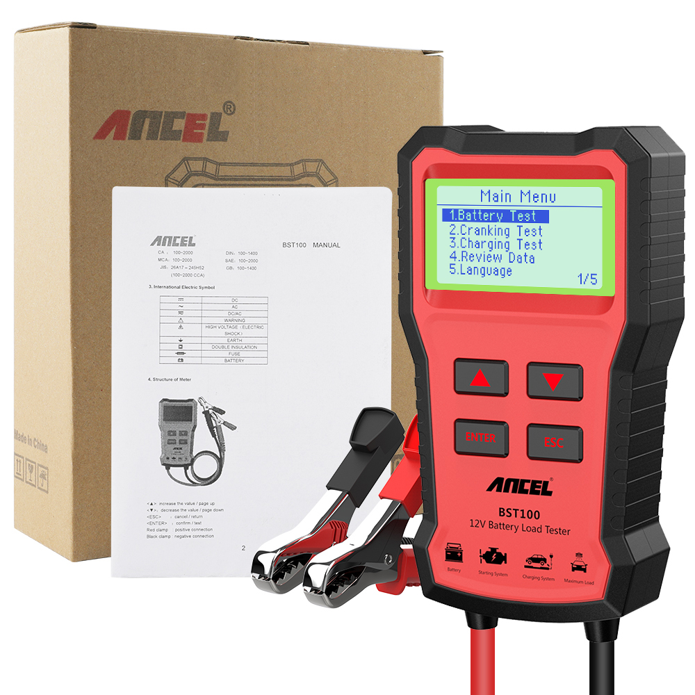 Тестер для автомобильного аккумулятора BST100 OBD2 12 В, диагностический инструмент для зарядки аккумуляторов 2000CCA 30-220 Ач PK KW600