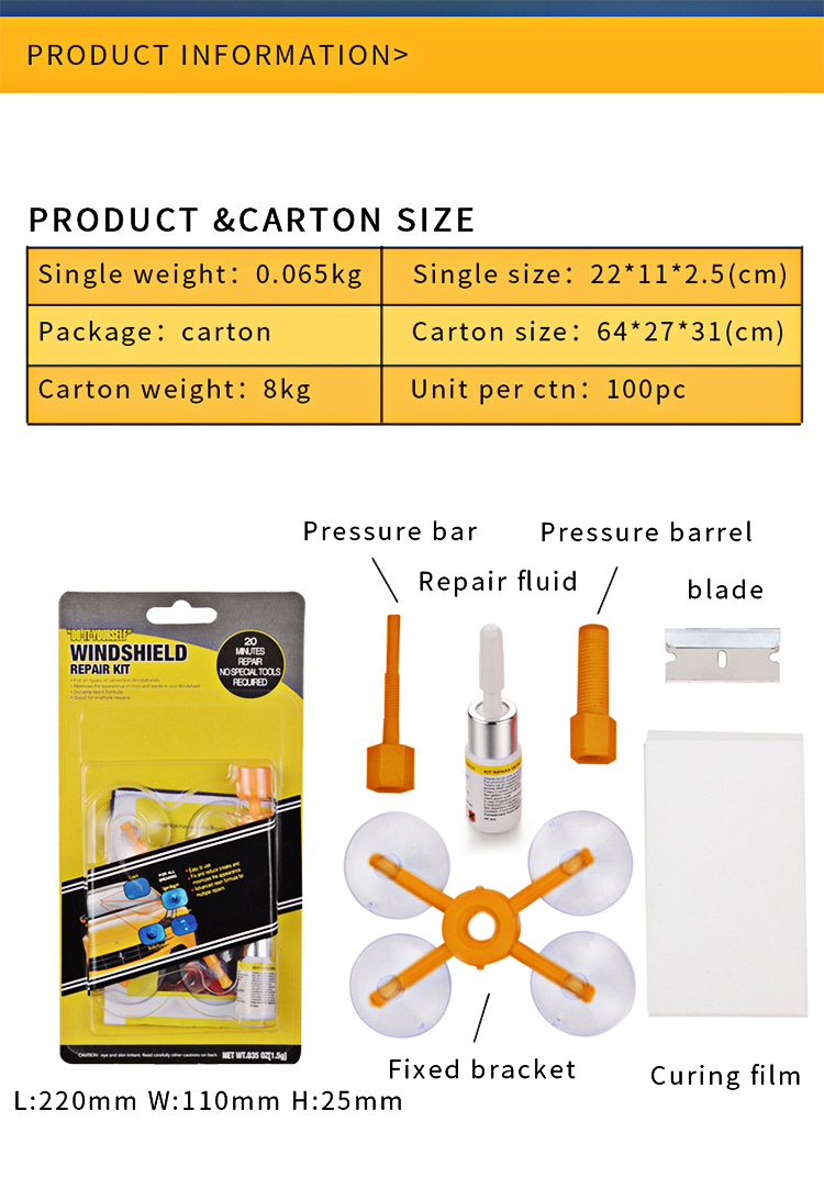 Car Windshield Repair Kit Automotive Windshield Repair Tools Easy to Use Car Glass Repair Set for Fast Fix Windshield Chips