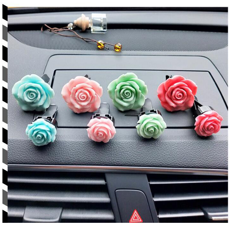 A Pair Rose Flower Car Aromatherapy Balm Car Air Refresher Conditioner Freshener Create Your Own Car Air Freshener