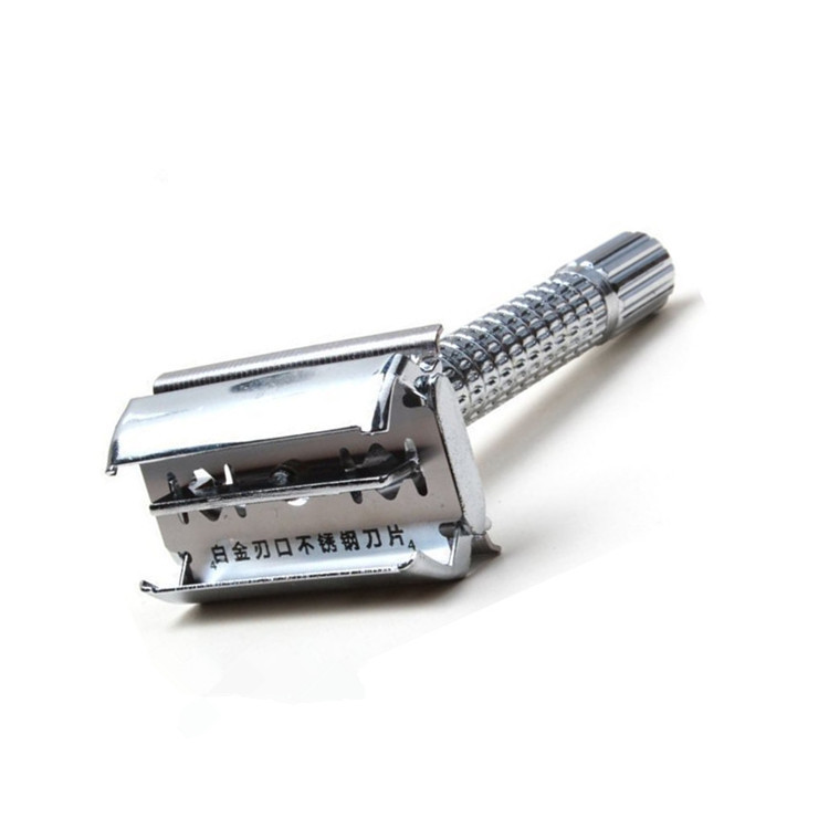 Manual Chrome Long Handle Men's Barber Shaving Safety Double edge Blade Razor