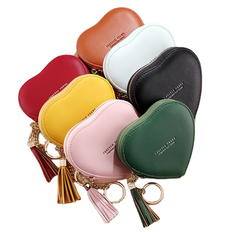 Wholesale Heart Shape Purse High Quality Coin Pouch Custom Logo Cute Mini Key Chain Purse