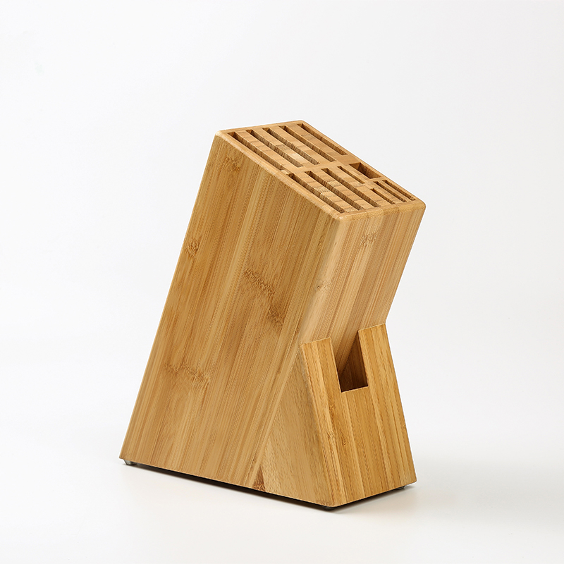 Universal Natural Bamboo Triangle Kitchen 14 Knives Block Wider Knife Slots Stand Holder Organizer Rack Shelf Knife Storage Box