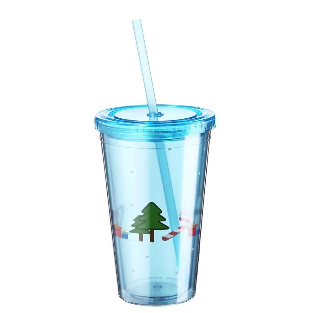 Фабрика изготовленный на заказ логос OEM с двойными стенками вставка бумаги 16oz пластиковые Рождественская кружка