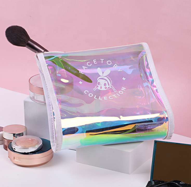 New arrival fashion holographic PVC cosmetic bag laser makeup zipper pouch wholesale