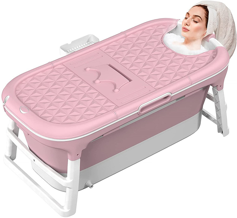 Folding Bathtub, 128X62X52cm Large Portable Foldable Bathtub Soak 3-Stage Tub for Children/Toddlers Efficient Maintenance