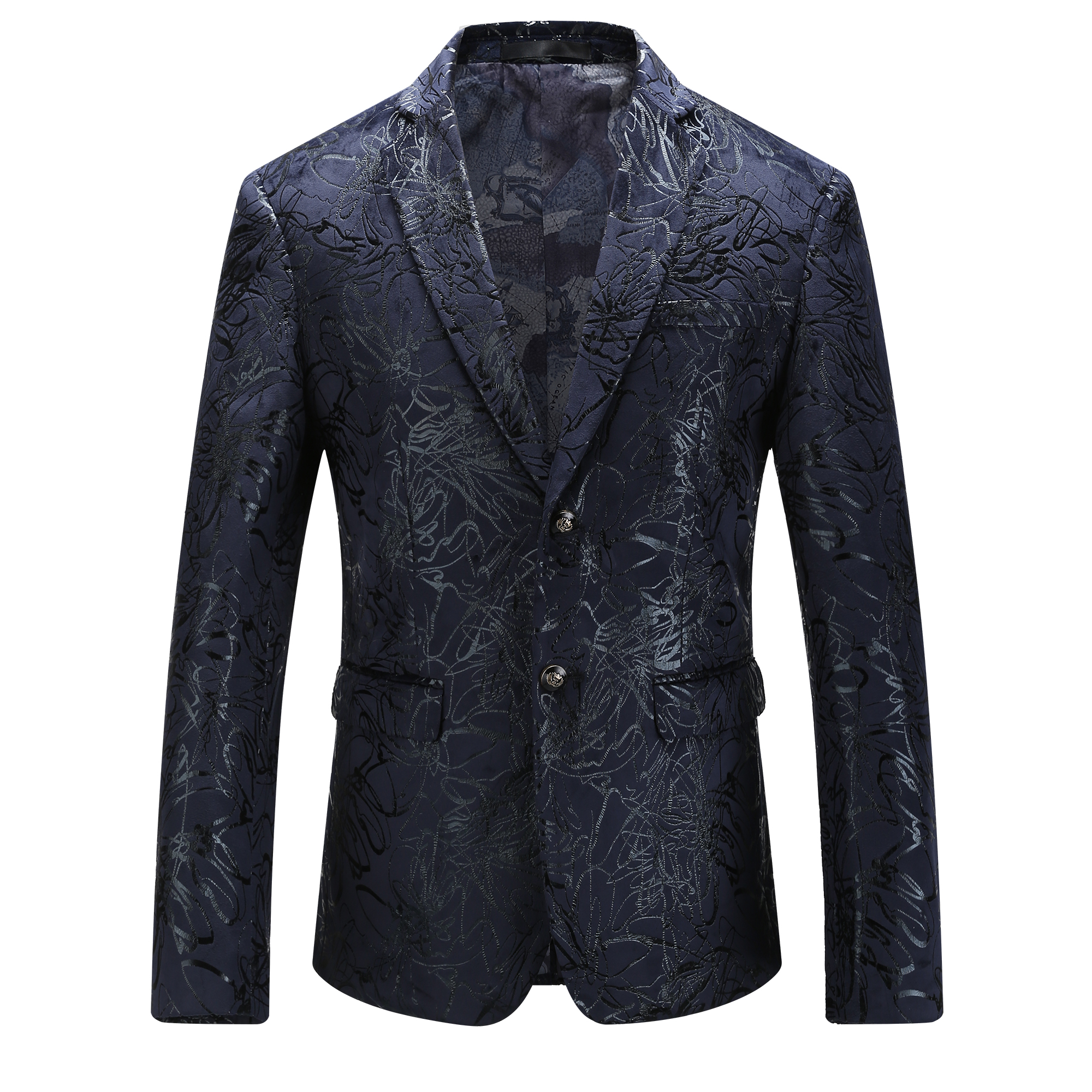 Мужской пиджак модный жаккардовый цветочный Slim Fit повседневные пиджак джентльмена роскошное платье с пиджаком