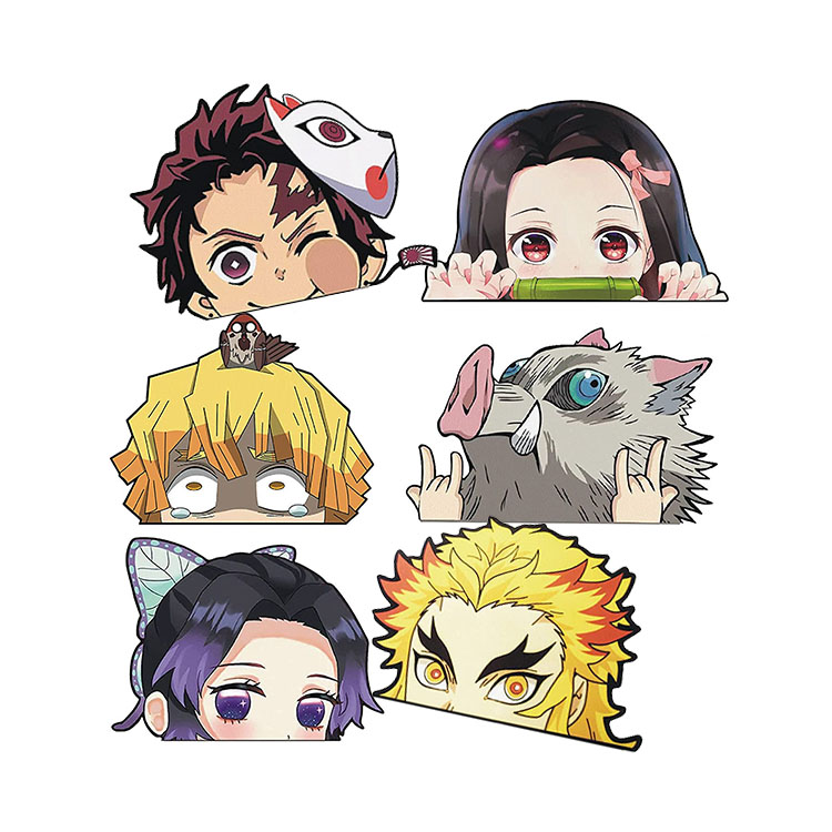 Автомобильные аниме наклейки и наклейки Demon Kimetsu No Yaiba Slayer, виниловые наклейки для лобового стекла, окон, наклейки
