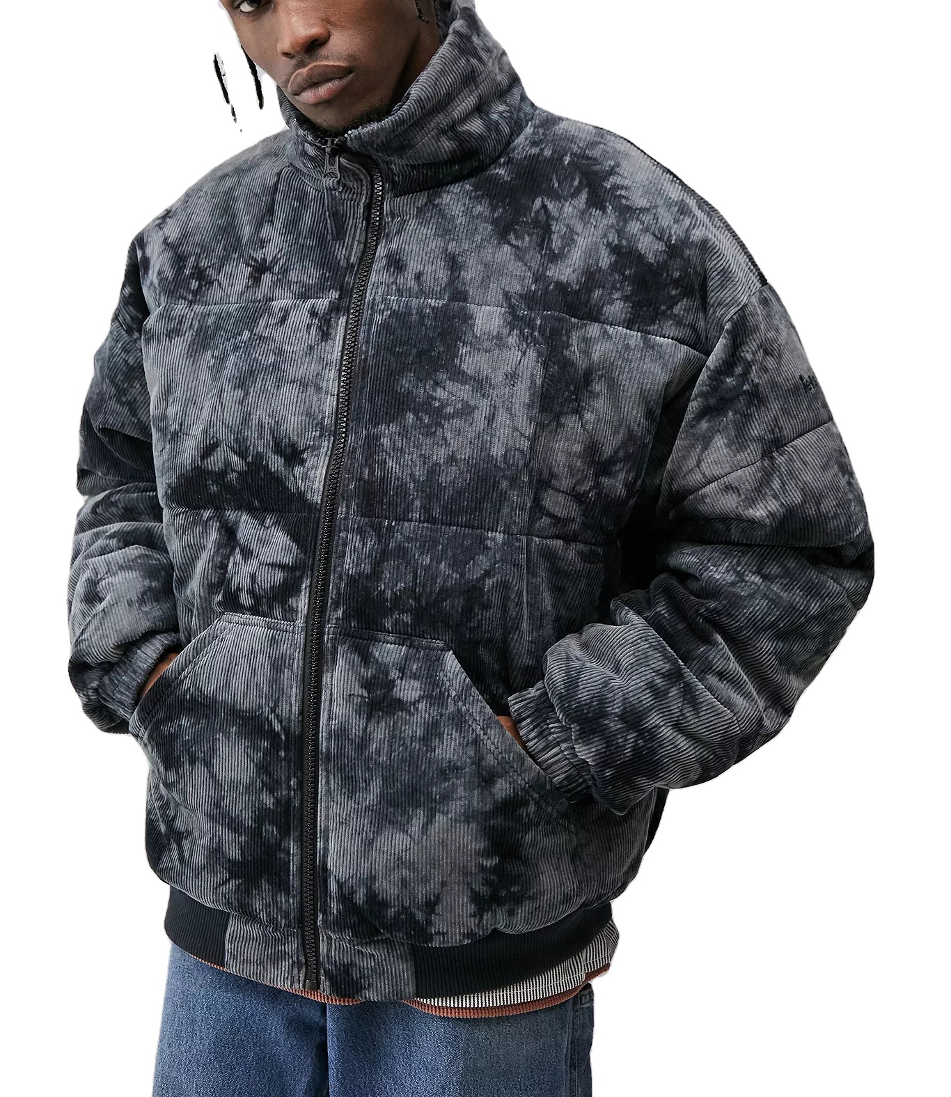 Зимние пуховики для мужчин, вельветовые куртки Tie-Dye