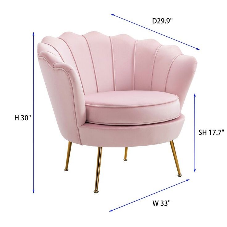 Sofa Accent Chair Velvet Fabric Armchair Modern Pink sofa Chairs with Gold Legs, Comfy Upholstered Nordic Sofas