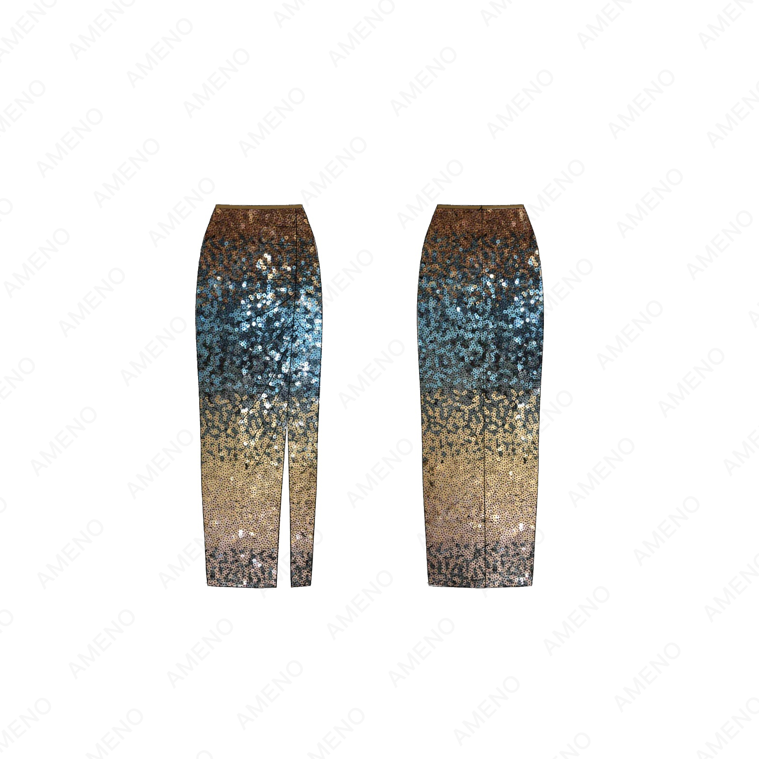 Customer Design Anti-shrinkle Sequin Pleated Maxi Modest Skirt With Slit