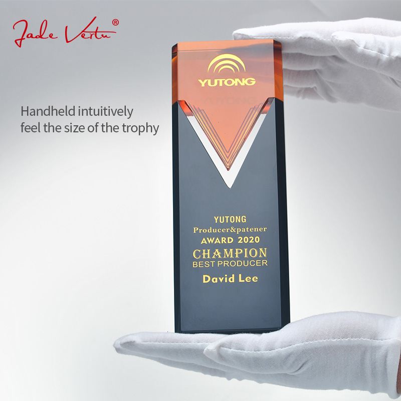 Crystal glass trophy outstanding employee honor award souvenirs crystal trophy custom free engraving