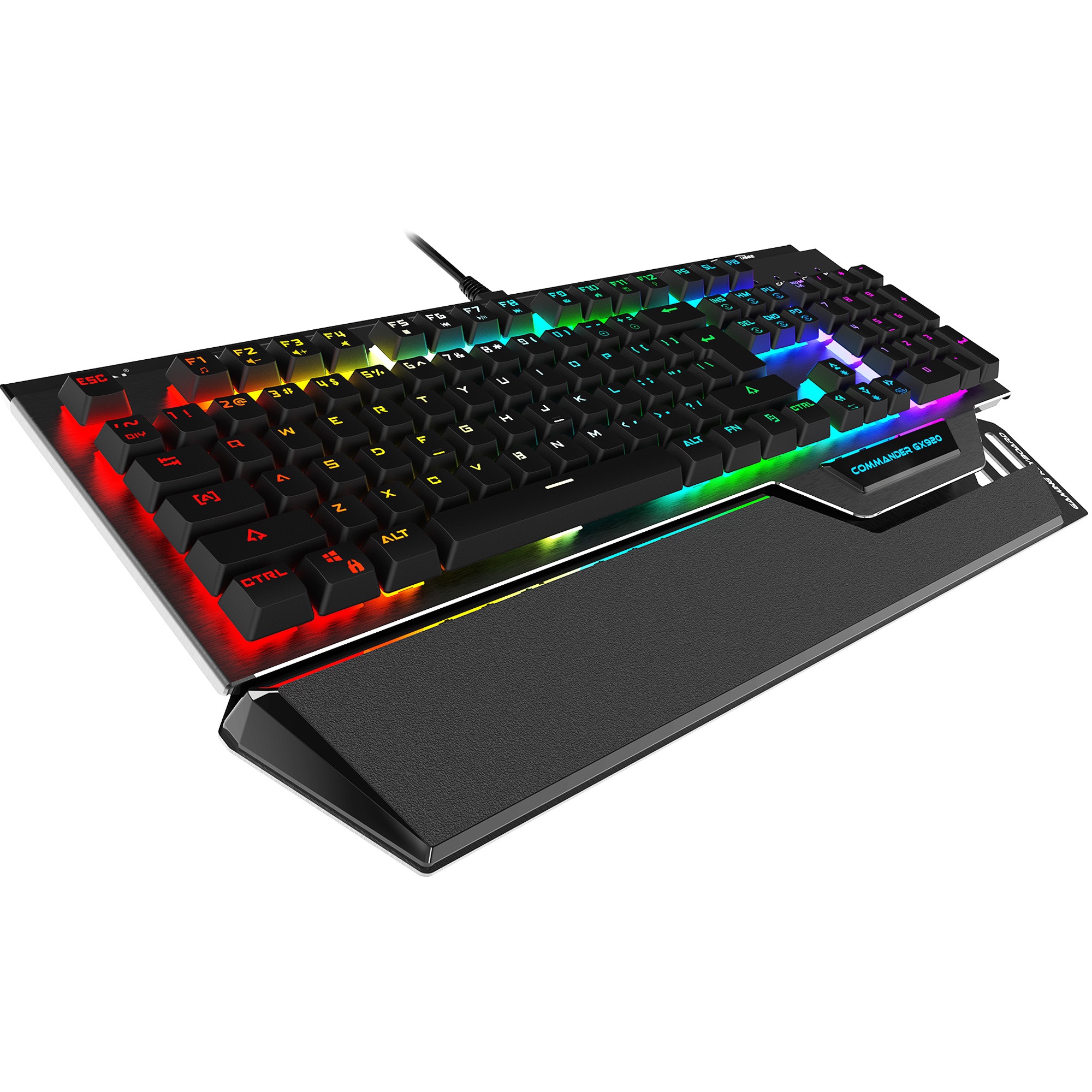 Механическая игровая клавиатура GX920 RGB, водонепроницаемая, два порта USB, синие переключатели, цветная подсветка на заказ