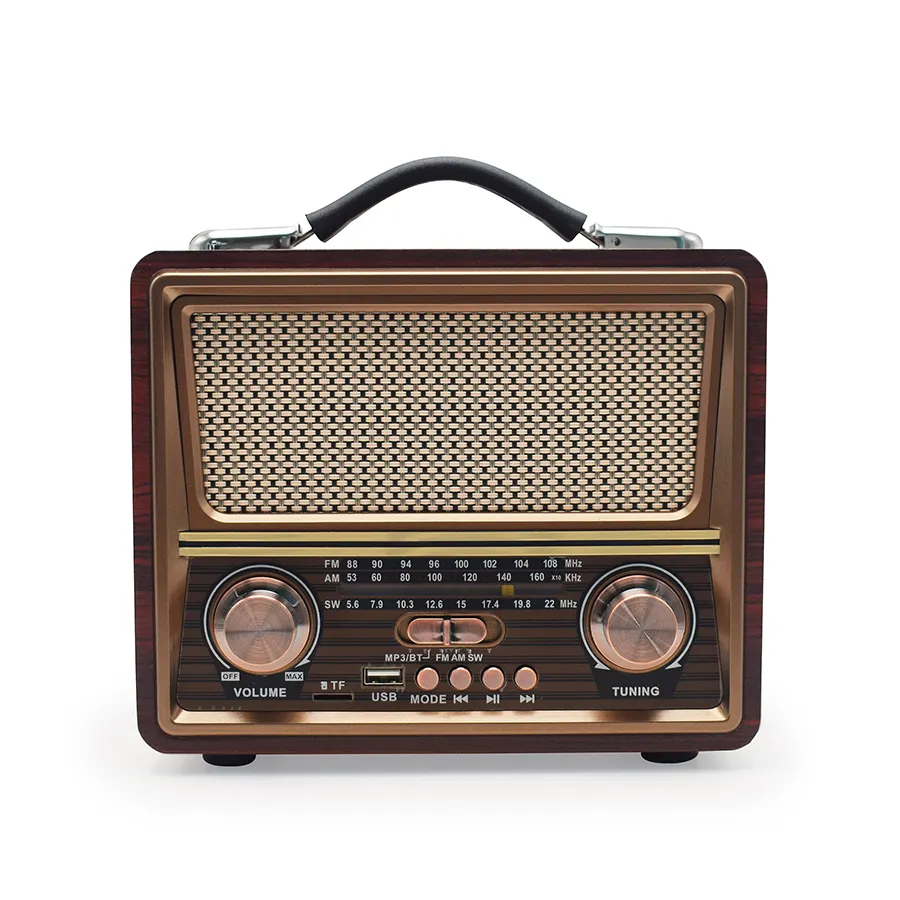 New Rechargeable Transistor Vintage Fm Am Sw 3 Brands Solar Powered Old Wooden Retro Home Radio With Usb BT Speaker