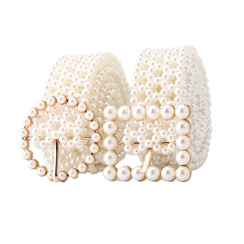 2024 Ladies Dresses Skirt Waist Belts Alloy Buckle Waistband Women chain belts Fashion Pearl Belt