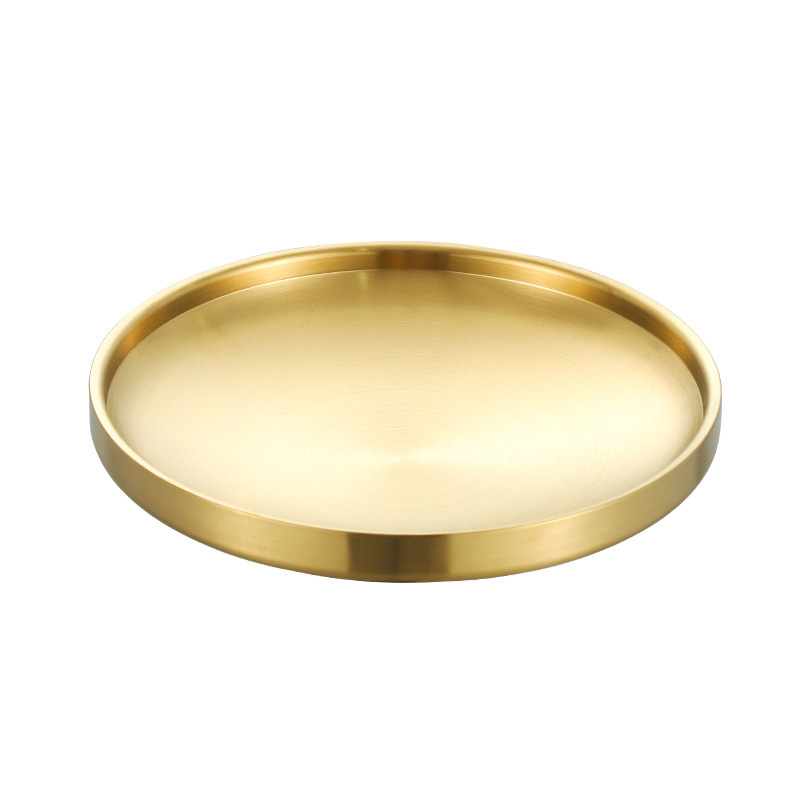 Wholesale Stainless Steel Food Dish Korean Style Gold Color Seafood Plate Multi-size Noodle Dish
