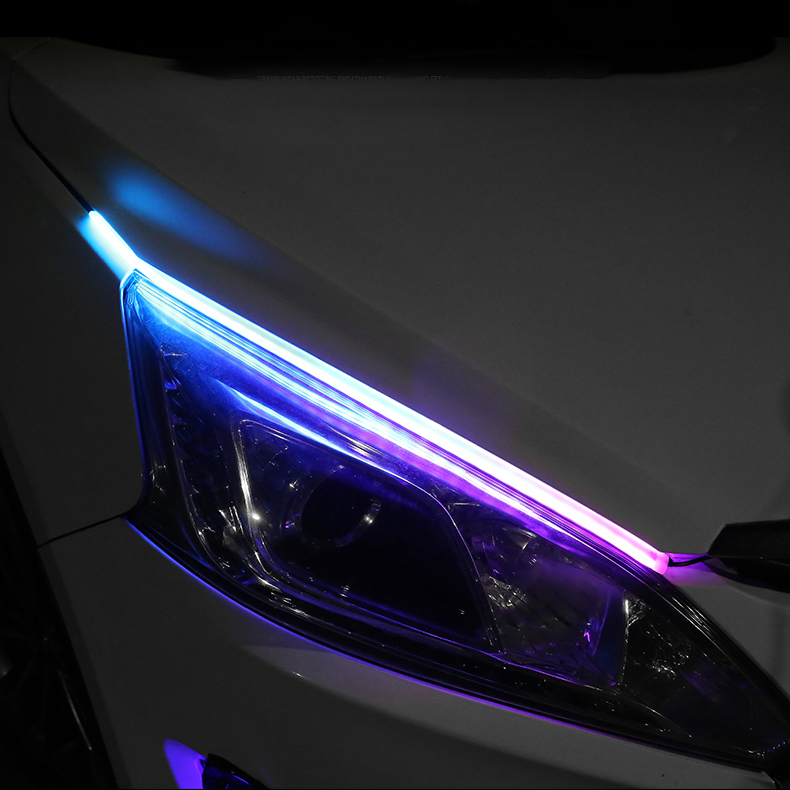 Puerxin автомобиля 12V 60 см авто фары поверхность LED DRL Flexibl полоски DRL LED Гибкая RGB светодиодные фары дневного света полосы