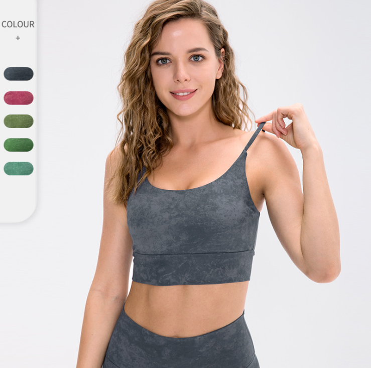 Women's Padded Spaghetti Sport Bra U-Back Medium Support Yoga Workout Wireless Supportive Sports Bra