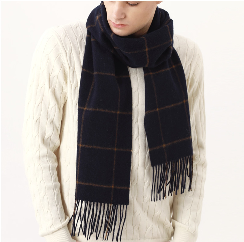 Business Cashmere Scarf Men Autumn And Winter Thickened British Style Plaid Long Warm 30*200Cm Plaid Tassel Scarf Manufacturer