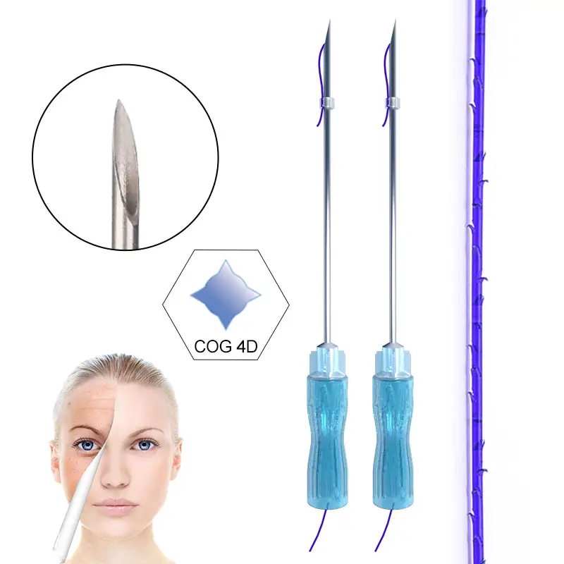 Korea beauty fio pdo medical suture 19g 21g 23g 4d cog face lifting thread pdo plla pcl with sharp / W / L needles