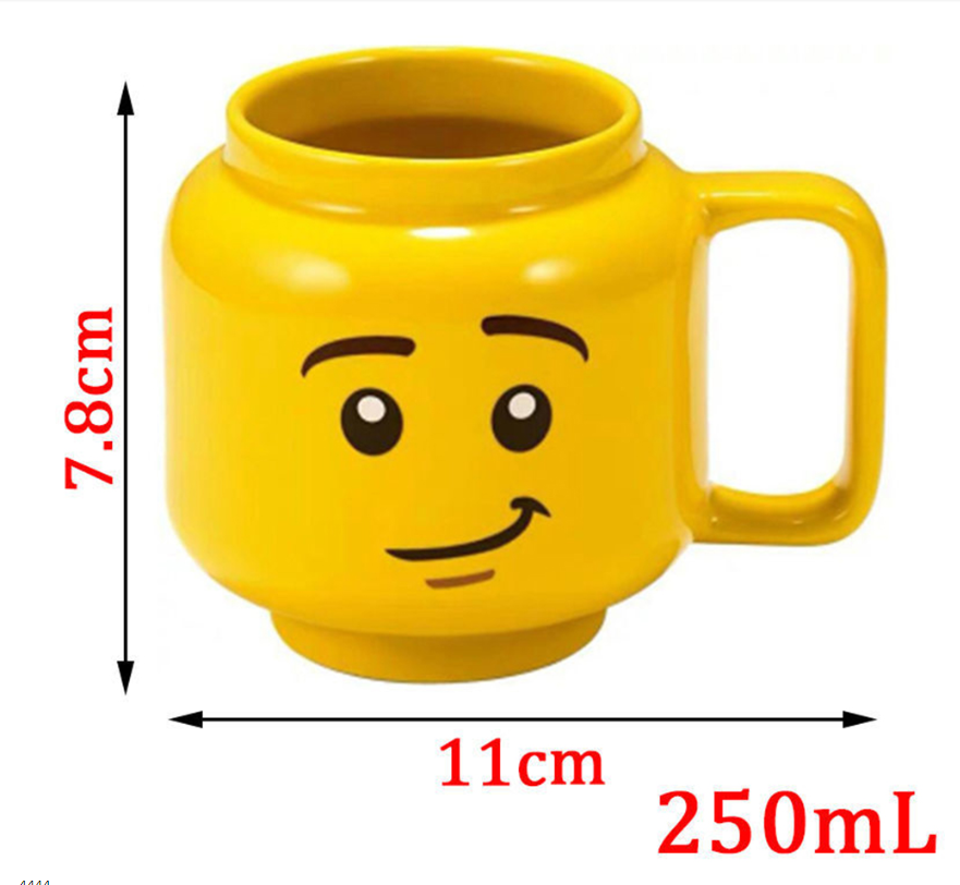 250 мл Lego кружки керамическая чашка кофе с молоком кружки чашки для детей желтый Улыбающееся выражение мультфильм Симпатичные Посуда Lego друг для детей