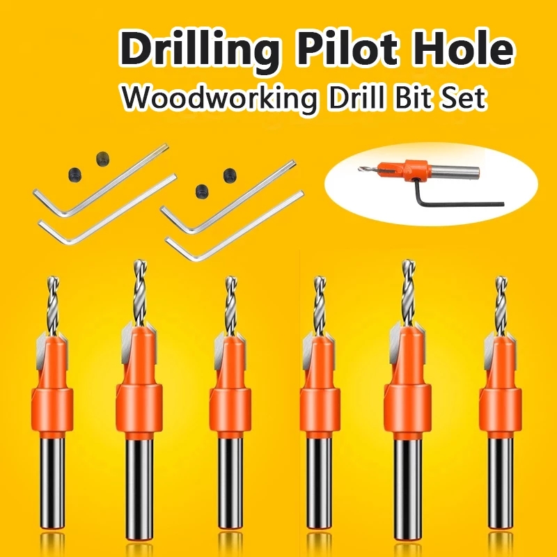 Hss Countersink Drill Bit Set Round Shank Woodworking Chamfer For Wood Plastic Drilling Holes