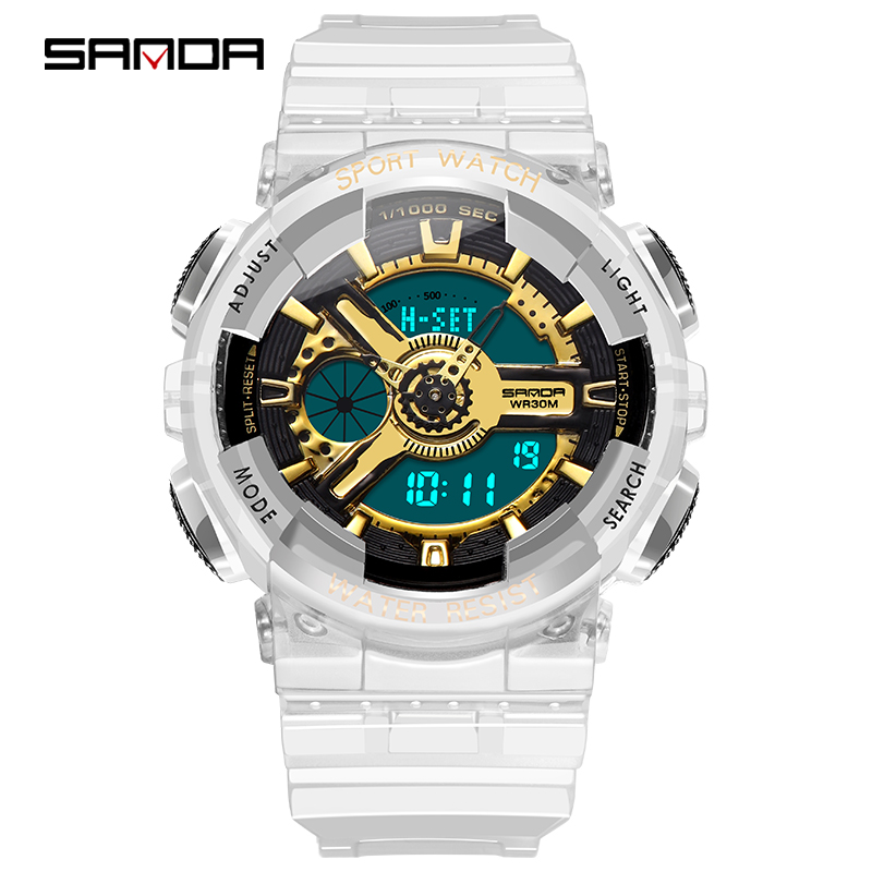 SANDA 298 892 Новая мода Повседневные Спортивные кварцевые цифровые часы для пары Водонепроницаемые светодиодные наручные часы Мужские Женские часы для влюбленных Relojes