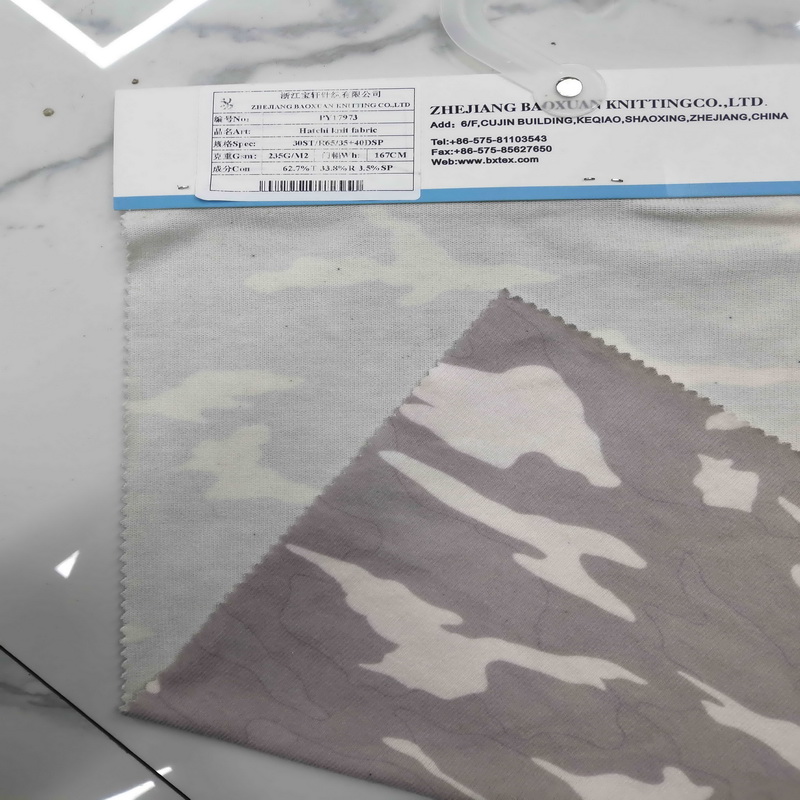 ShaoXing поставщик хорошего качества 63% полиэстер 33% rayon4 % спандекс принт hatchi трикотажная ткань