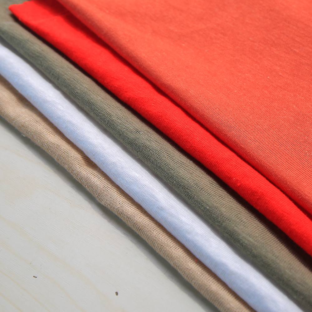 Factory supply wholesale soft breathable slub jersey solid cotton linen dress fabric