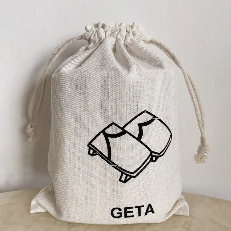 Custom Logo Hot Selling Cotton Canvas Gift Drawstring Bag White Cotton Drawstring Bag Eco Drawstring Bag