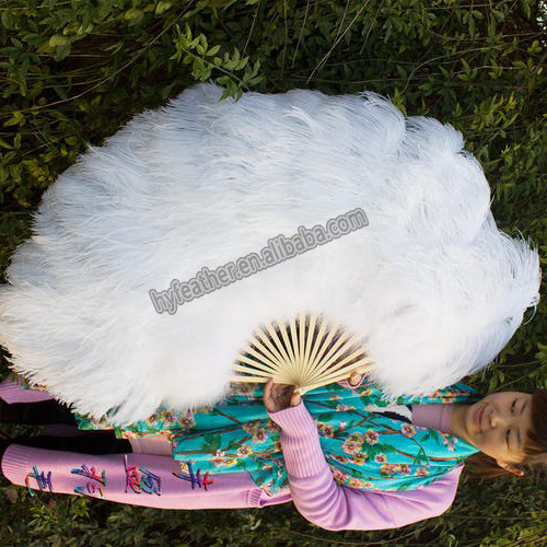 white Large Ostrich Feather Fan For Women Costume Show Tea Party Holiday Supply Dance Bridal Wedding Decor Photoshoot Accessory