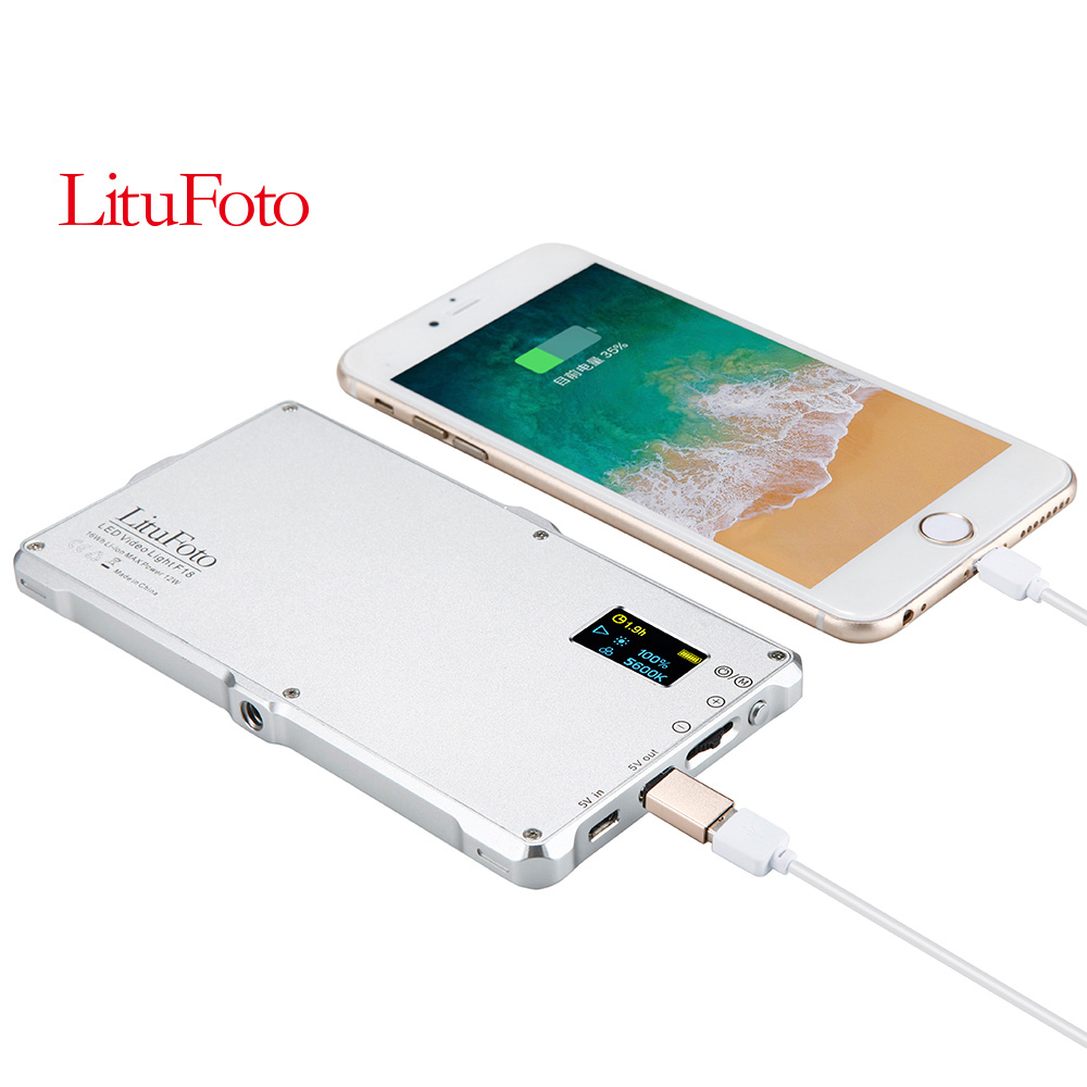 Litufoto F18 Portable Video Light Camera Photography lighting 180 leds Dimable 3200K-5600K with 4040 mAh Battery and lcd display