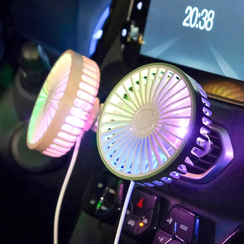 Custom interior car accessories usb clip air condition car interior cooling fan with LED lights scent F406 China shantou factory