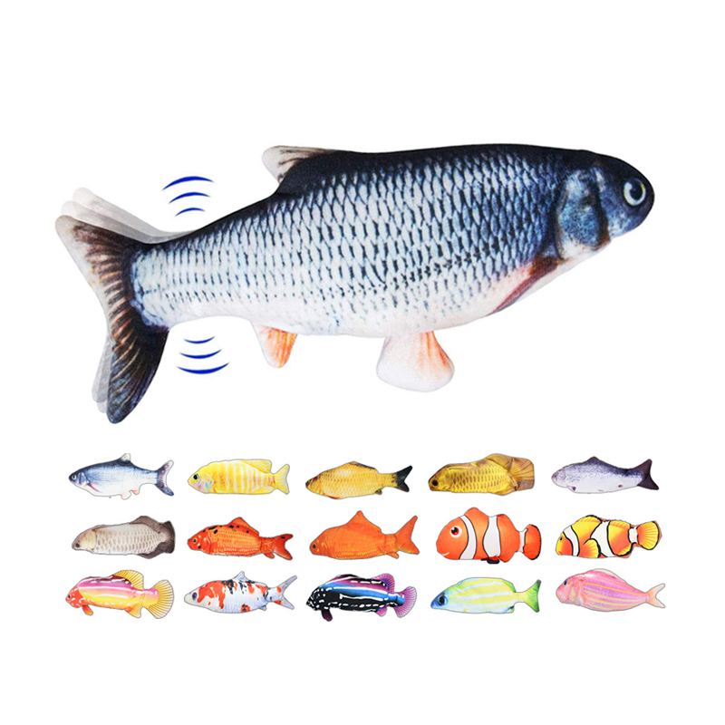 Factory Juguete Para Gato Mascotas Fish Plush Pillow Acessorios Para Pet Robot Clown Electric Flopping Fish Toy Catnip Cat Toys