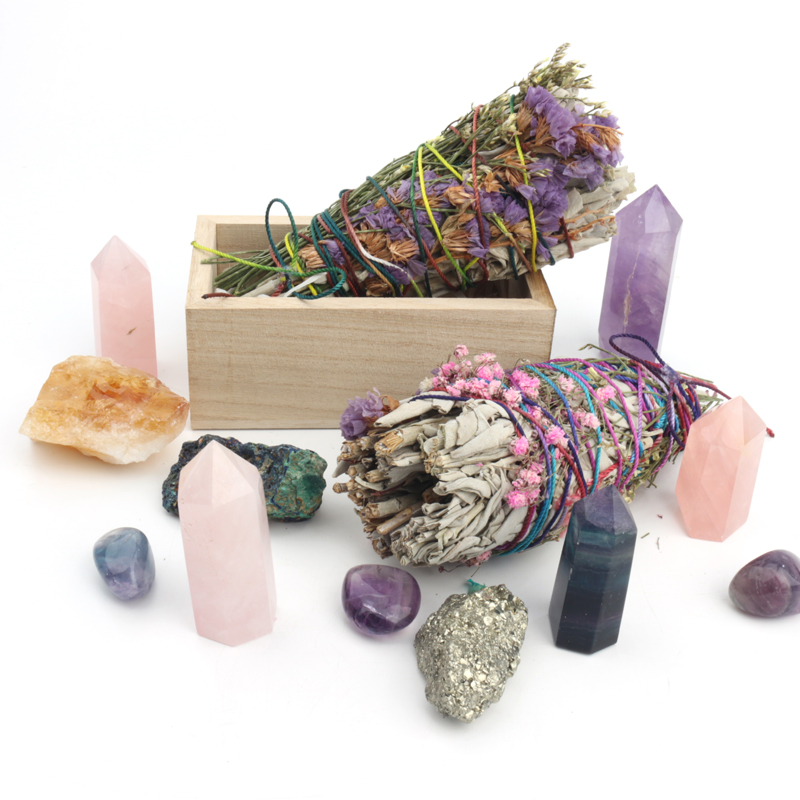 Wholesale sage California white sage flowers crystal gift box