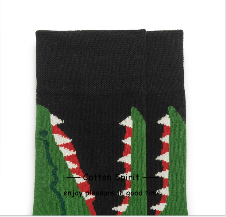 Stockings men's street fashion women's stockings green cartoon crocodile Korean sports skateboard