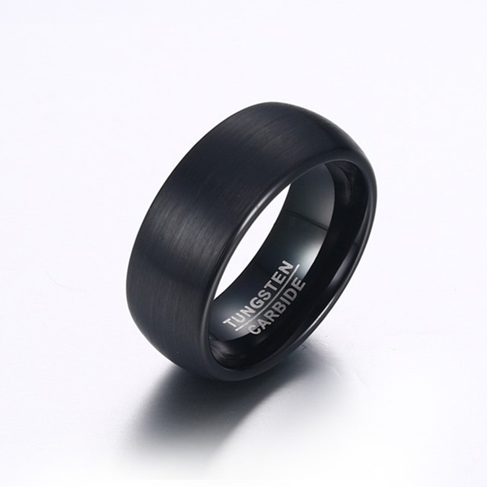 8mm Popular Black Brushed Non Tarnish Ring Waterproof Personalized Engagement Wedding Chunky Tungsten Ring for Men Women