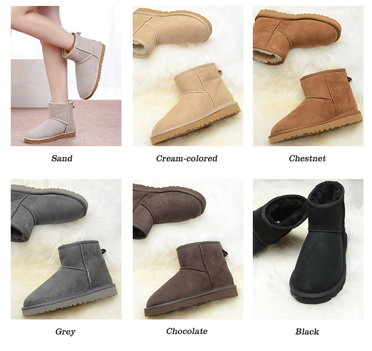 Wholesale Fashion Genuine Waterproof Australian Sheepskin Snow Slipper Boots Women's Leather Ankle Boots Fall Boot
