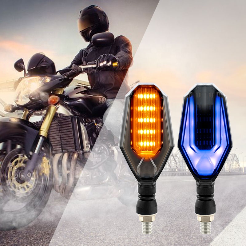Motorcycle LED Turn Signal Lamps Trident Flowing Left Right Signals Running Lights Indicators Blinkers for Honda Kawasaki