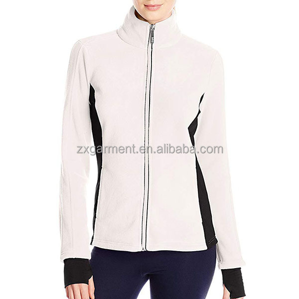Customized White & Black Performance Ladies Zip Pullover Sweatshirt With Pocket