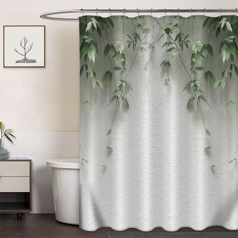 Floral Design Polyester Shower Curtain, Bathroom Decor, 12 Hooks Included, 3D Digital Printing, Waterproof