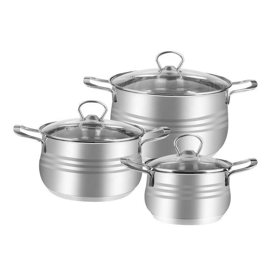 MSF-8307 classic style belly shape stainless steel casserole cookware set