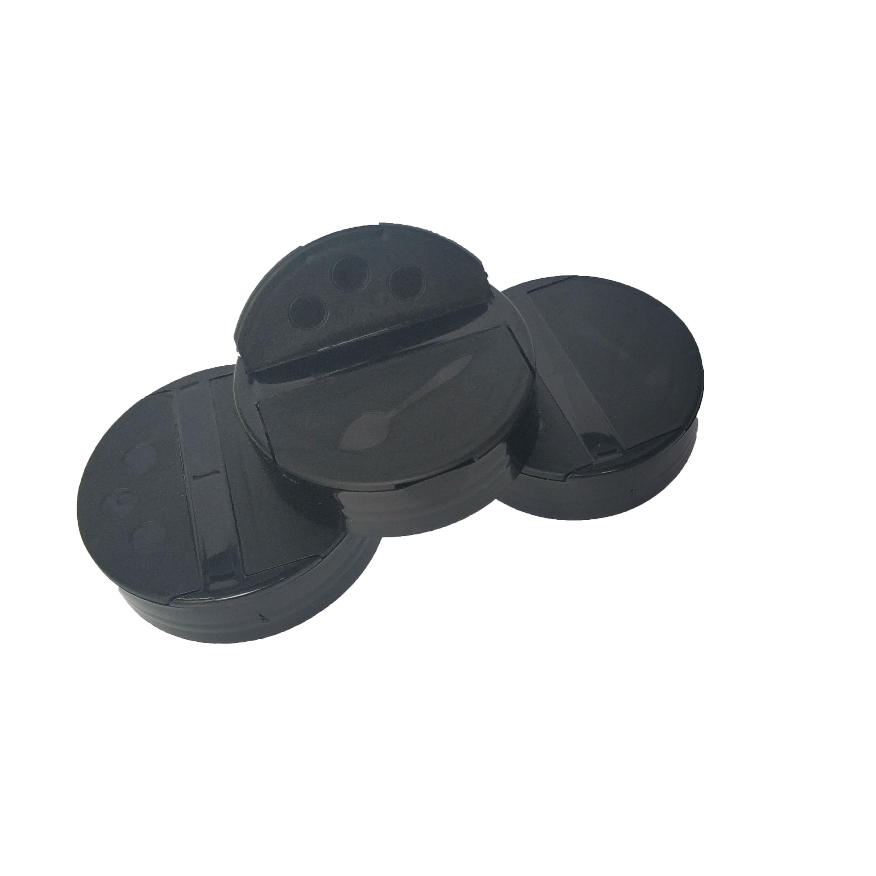 63mm Neck Finish 485 Plastic Salt Pepper Shaker Spice Bottles Double Flapper Cap With Pressure Sensitive Liner