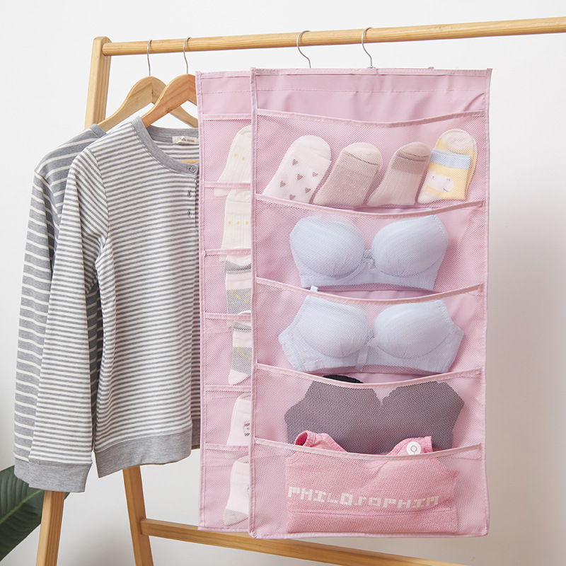 Foldable Double-sided Storage Underwear Socks Bra Organizer Hanging Storage Bag