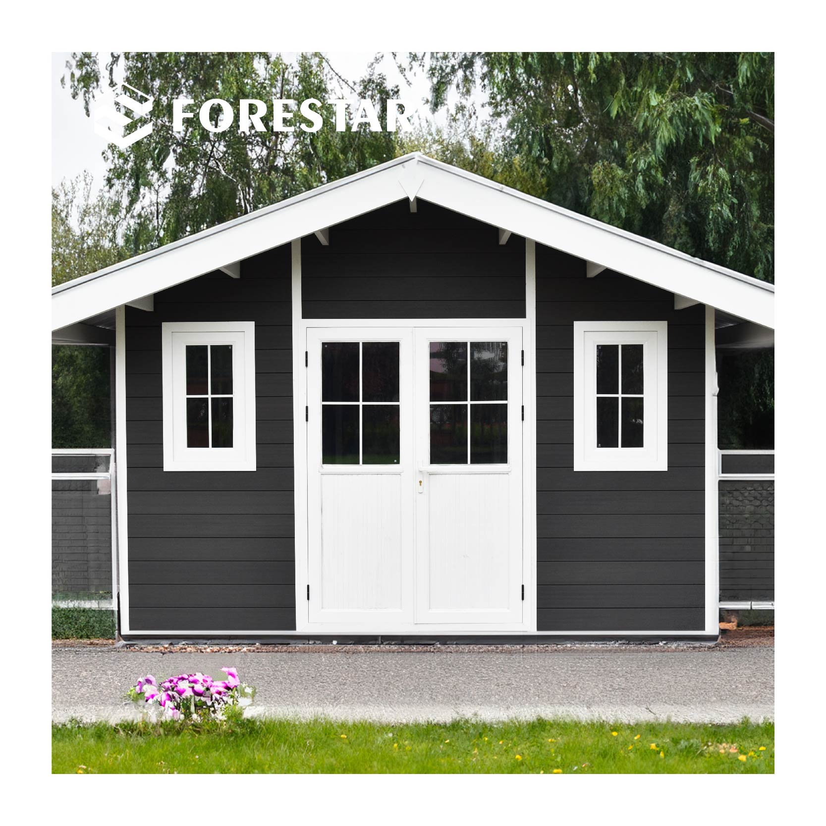 Forestar Hot Sale Garden Shed E Series 4M*4M (13.5'*13.5') Wood Plastic Composite WPC Garden Shed Wood Shed & Storage