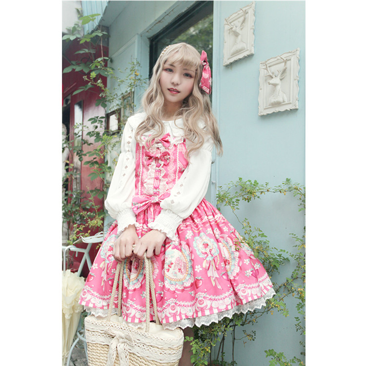 Exclusive design [Strawberry Rabbit] printed Lolita straps