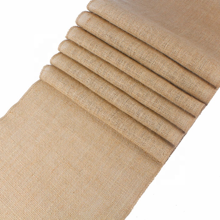 Khaki 30cm Width Linen Vintage Natural Jute Rustic Burlap Table Runner Art Deco Woven Decoration For Home And Hotel Use