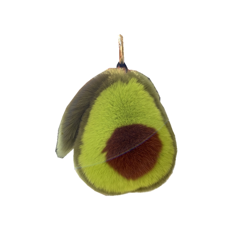 New Arrival Avocado Key Chain Real Rex Rabbit Hair Cute Accessories Keychain Bag Pack Key Ring Pendant