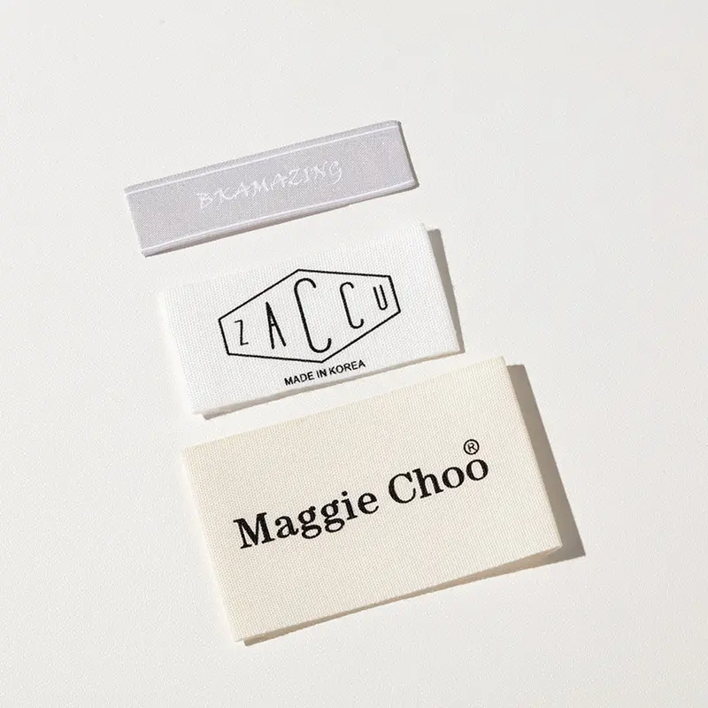 End Fold Organic Cotton Labels Custom Private Logo Eco-friendly Fabric Printed Label Tags for Clothing